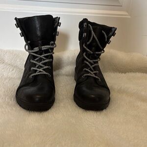 Target Black Combat Boots with Gray Laces